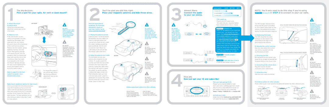 Sirius Satellite Radio SV5 manual Big decision, You’ll be glad you did this right, Nice job 