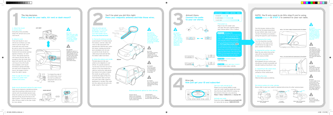 Sirius Satellite Radio SV5TK1 manual Big decision, You’ll be glad you did this right, Nice job 