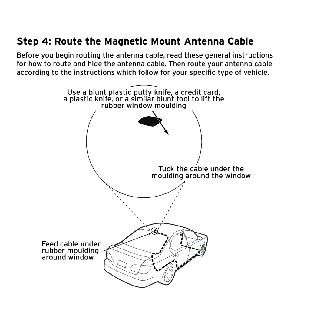 Sirius Satellite Radio SX1EV1 manual Route the Magnetic Mount Antenna Cable 