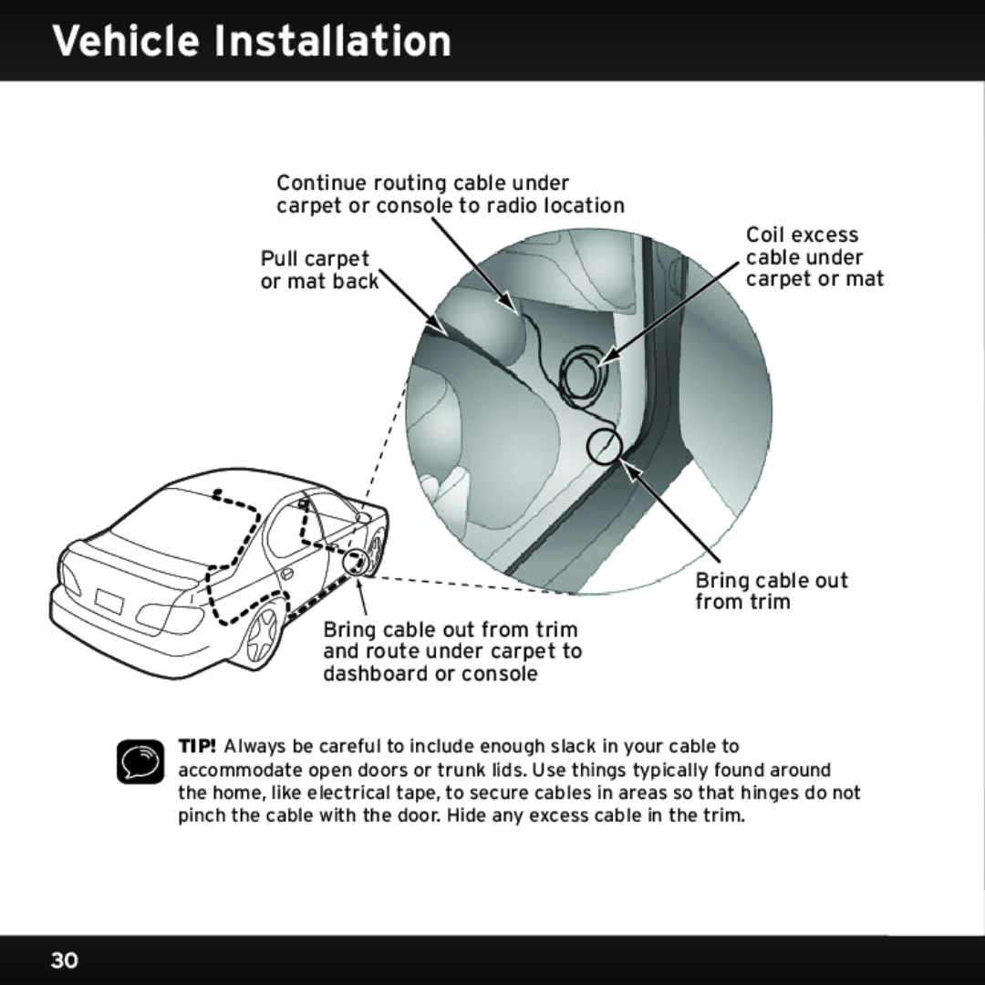 Sirius Satellite Radio SX1EV1 manual Vehicle Installation 