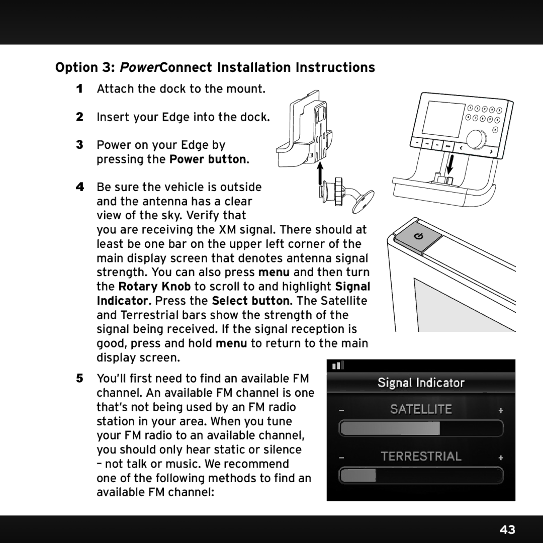 Sirius Satellite Radio SX1EV1 manual Option 3 PowerConnect Installation Instructions 