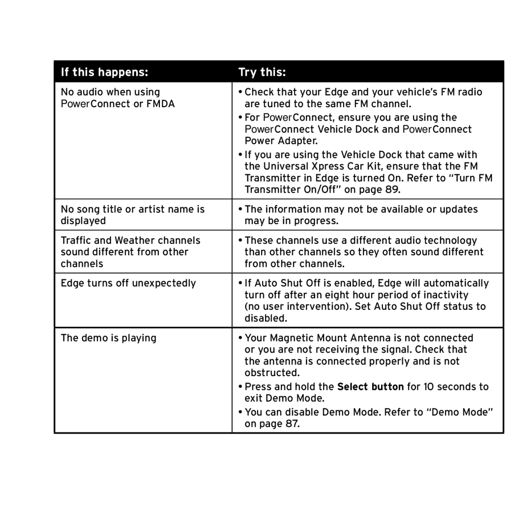 Sirius Satellite Radio SX1EV1 manual If this happens Try this 