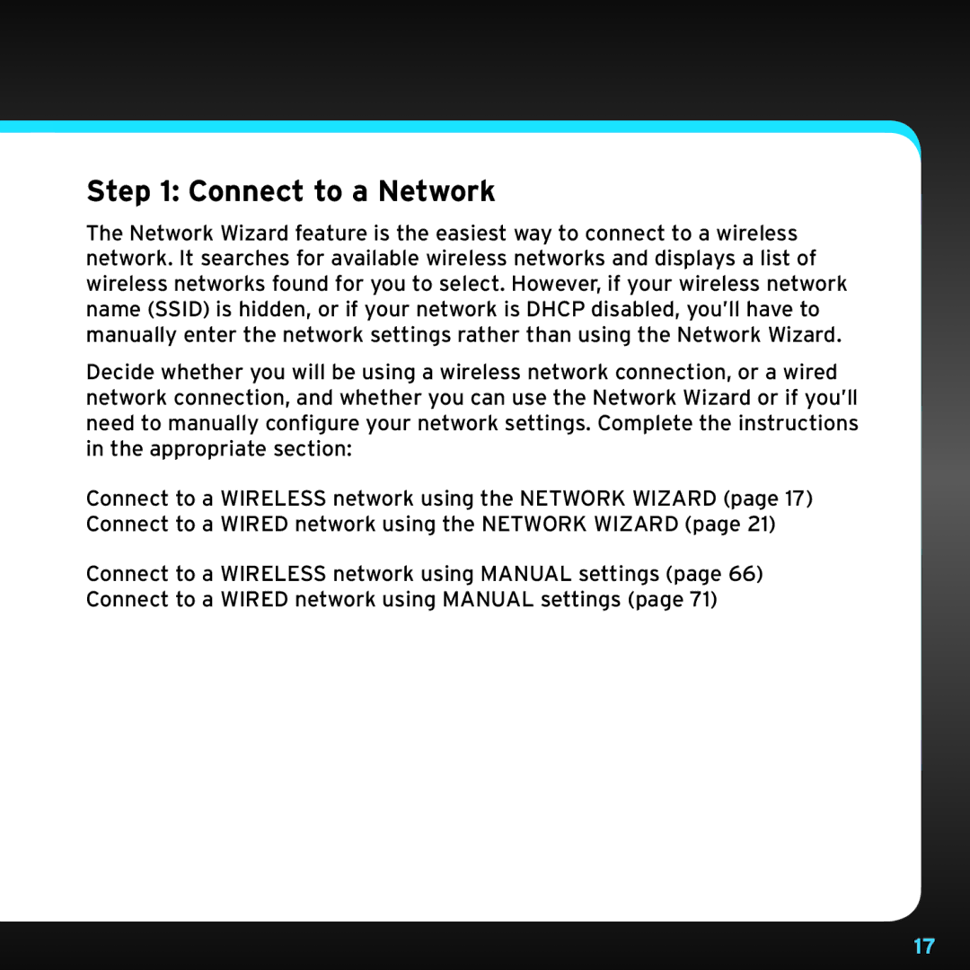 Sirius Satellite Radio TTR1 manual Connect to a Network 