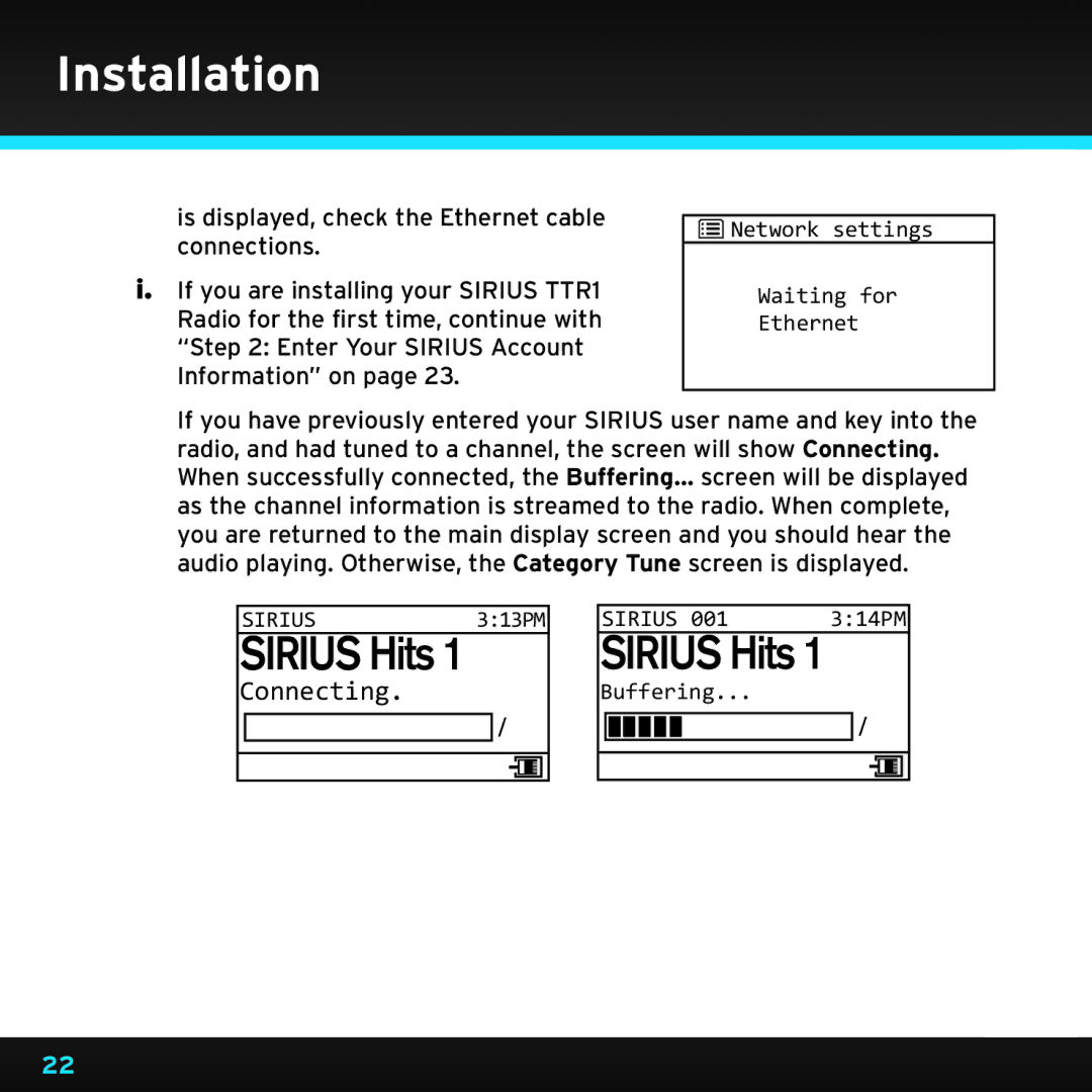 Sirius Satellite Radio TTR1 manual Sirius Hits 