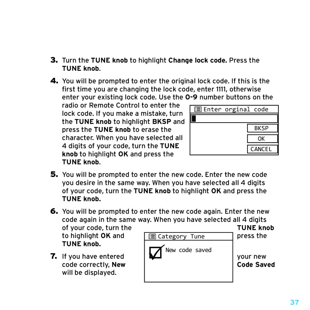 Sirius Satellite Radio TTR1 manual To highlight OK 