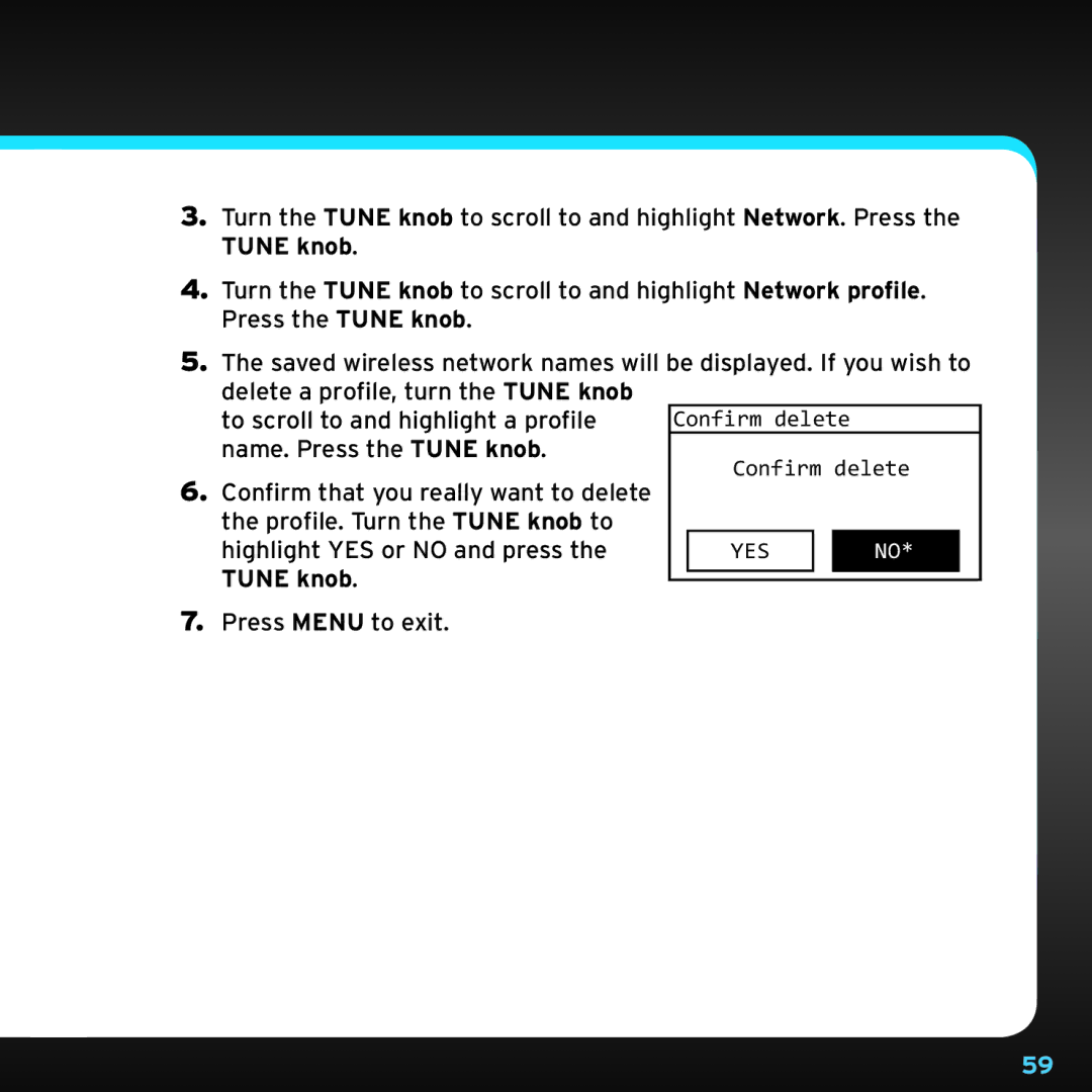 Sirius Satellite Radio TTR1 manual Confirm delete 