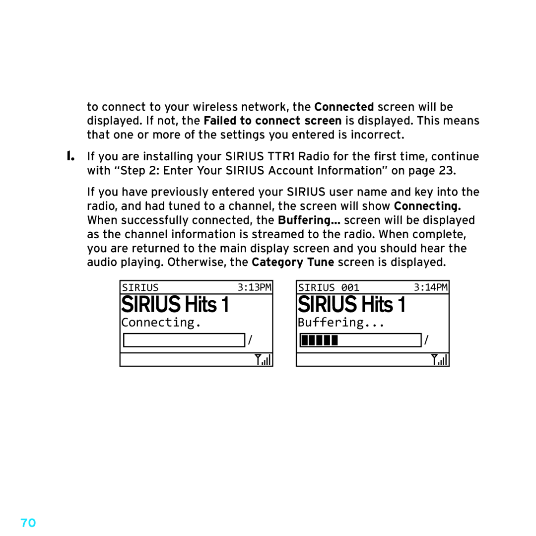 Sirius Satellite Radio TTR1 manual Sirius Hits 