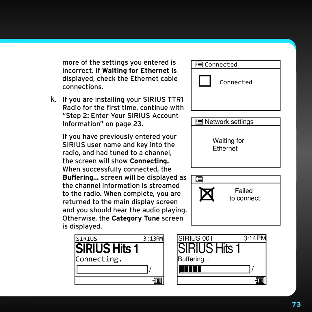 Sirius Satellite Radio TTR1 manual Sirius Hits 