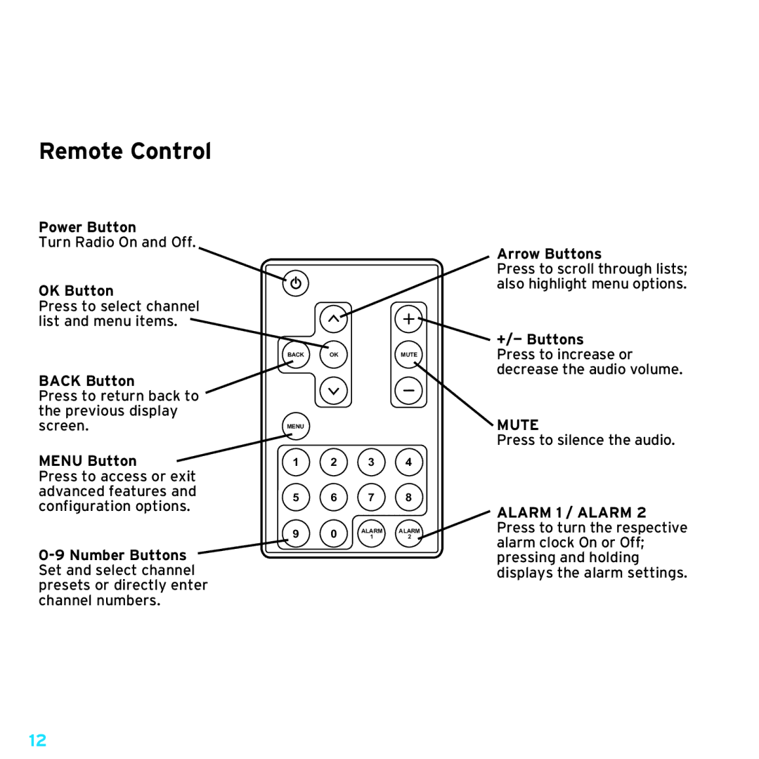 Sirius Satellite Radio TTR1 manual Power Button 