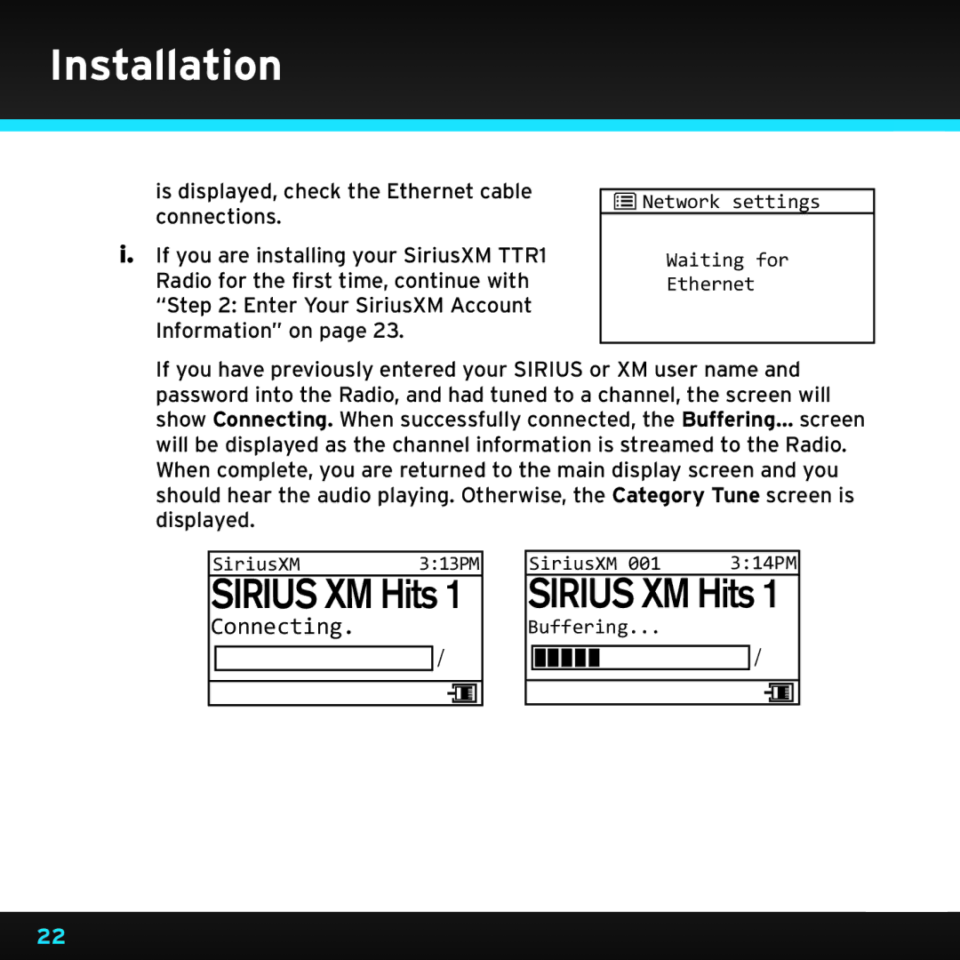 Sirius Satellite Radio TTR1 manual Sirius XM Hits 