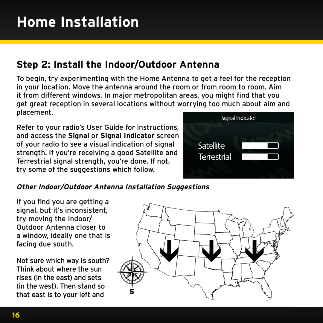 Sirius Satellite Radio XDPHKUG0809, XADH1 manual Install the Indoor/Outdoor Antenna 