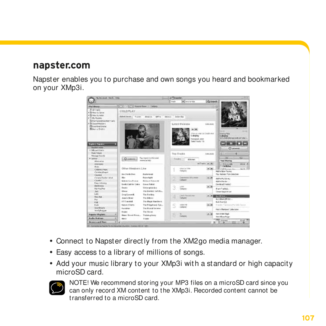 Sirius Satellite Radio XMp3i manual Napster..com 