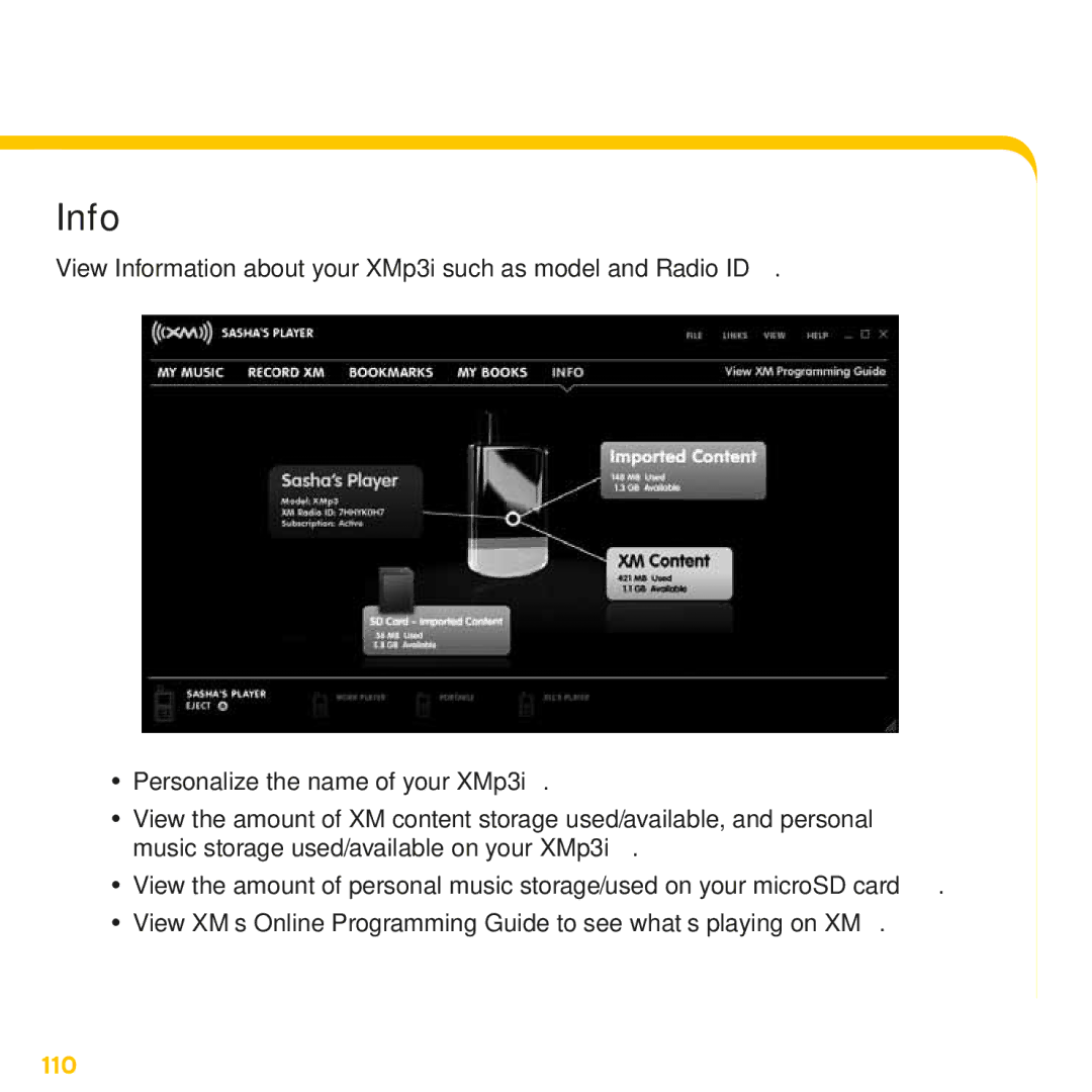 Sirius Satellite Radio XMp3i manual Info 