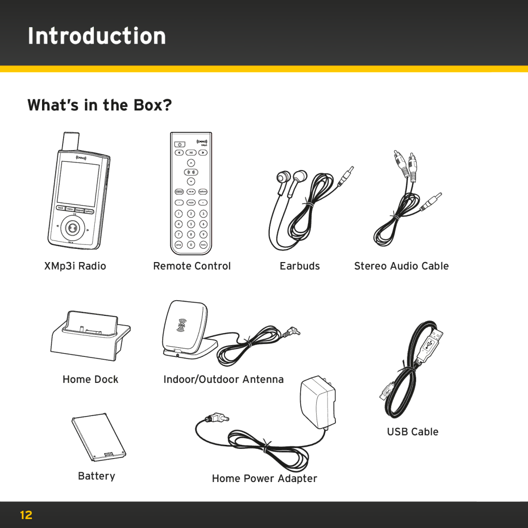 Sirius Satellite Radio XMp3i manual What’s in the Box? 