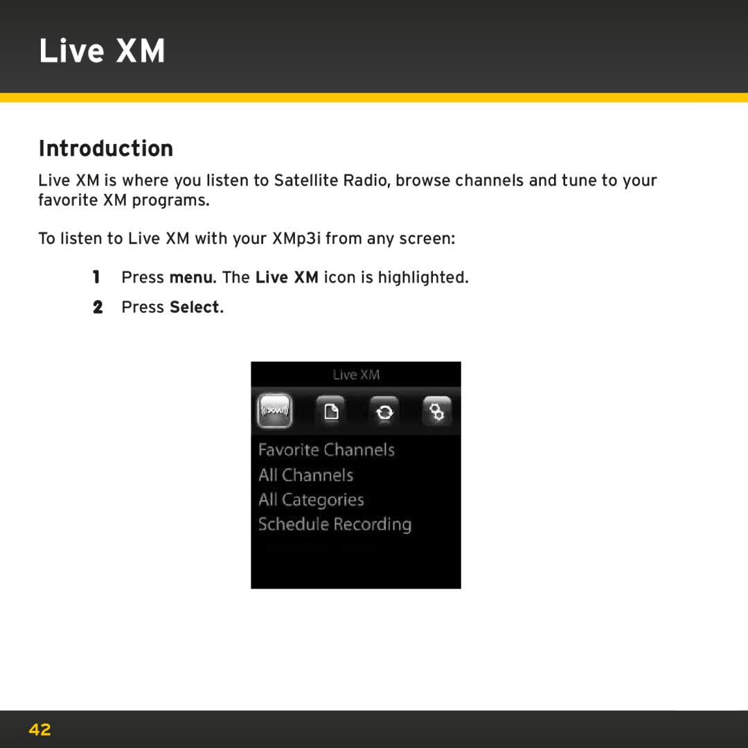 Sirius Satellite Radio XMp3i manual Live XM, Introduction 