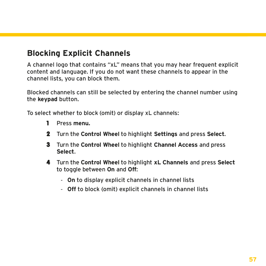 Sirius Satellite Radio XMp3i manual Blocking Explicit Channels 