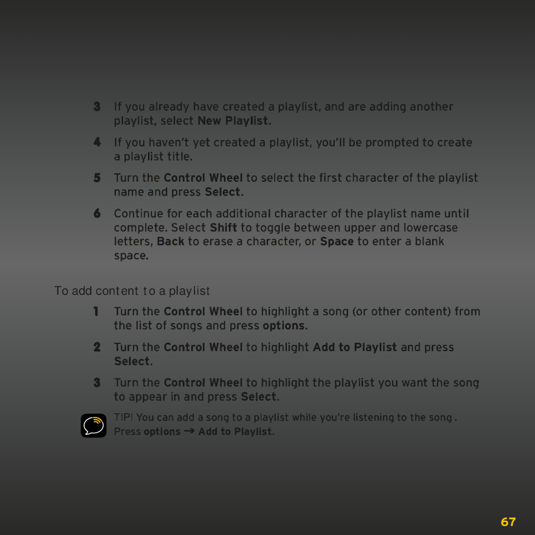 Sirius Satellite Radio XMp3i manual To add content to a playlist 