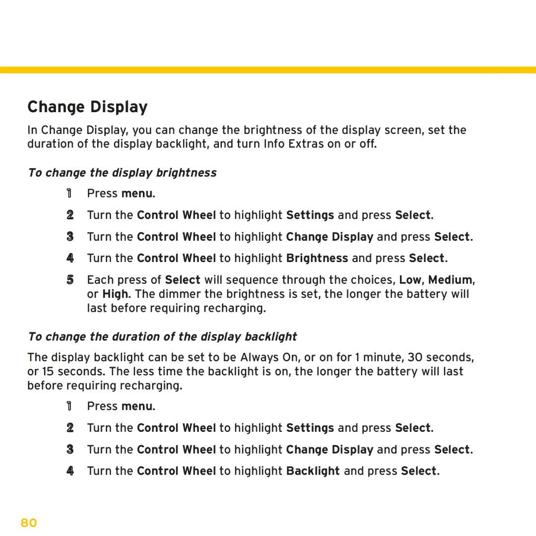 Sirius Satellite Radio XMp3i manual Change Display, To change the display brightness 