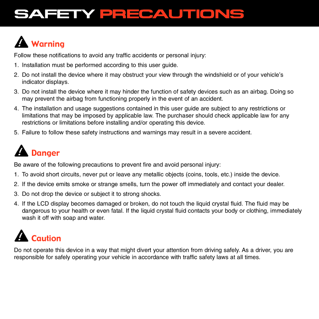 Sirius Satellite Radio XS021 instruction manual Safety Precautions 