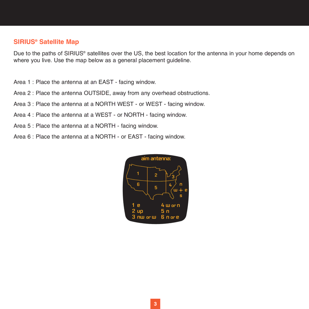 Sirius Satellite Radio XS022 instruction manual Sirius Satellite Map 