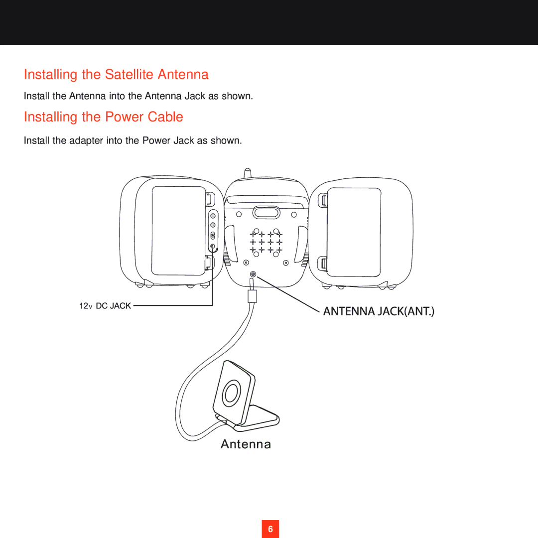 Sirius Satellite Radio XS025 instruction manual Installing the Satellite Antenna, Installing the Power Cable 