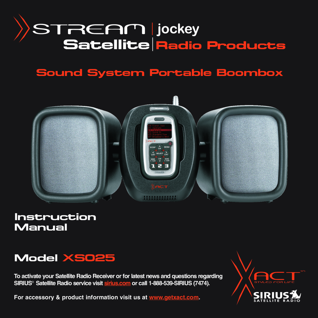 Sirius Satellite Radio XS025 instruction manual Sound System Portable Boombox 