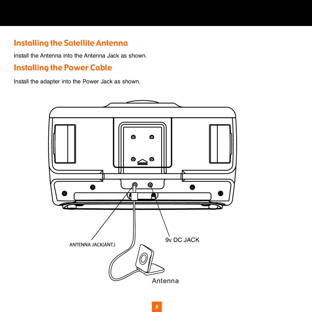 Sirius Satellite Radio XS034 instruction manual Installing the Satellite Antenna, Installing the Power Cable 