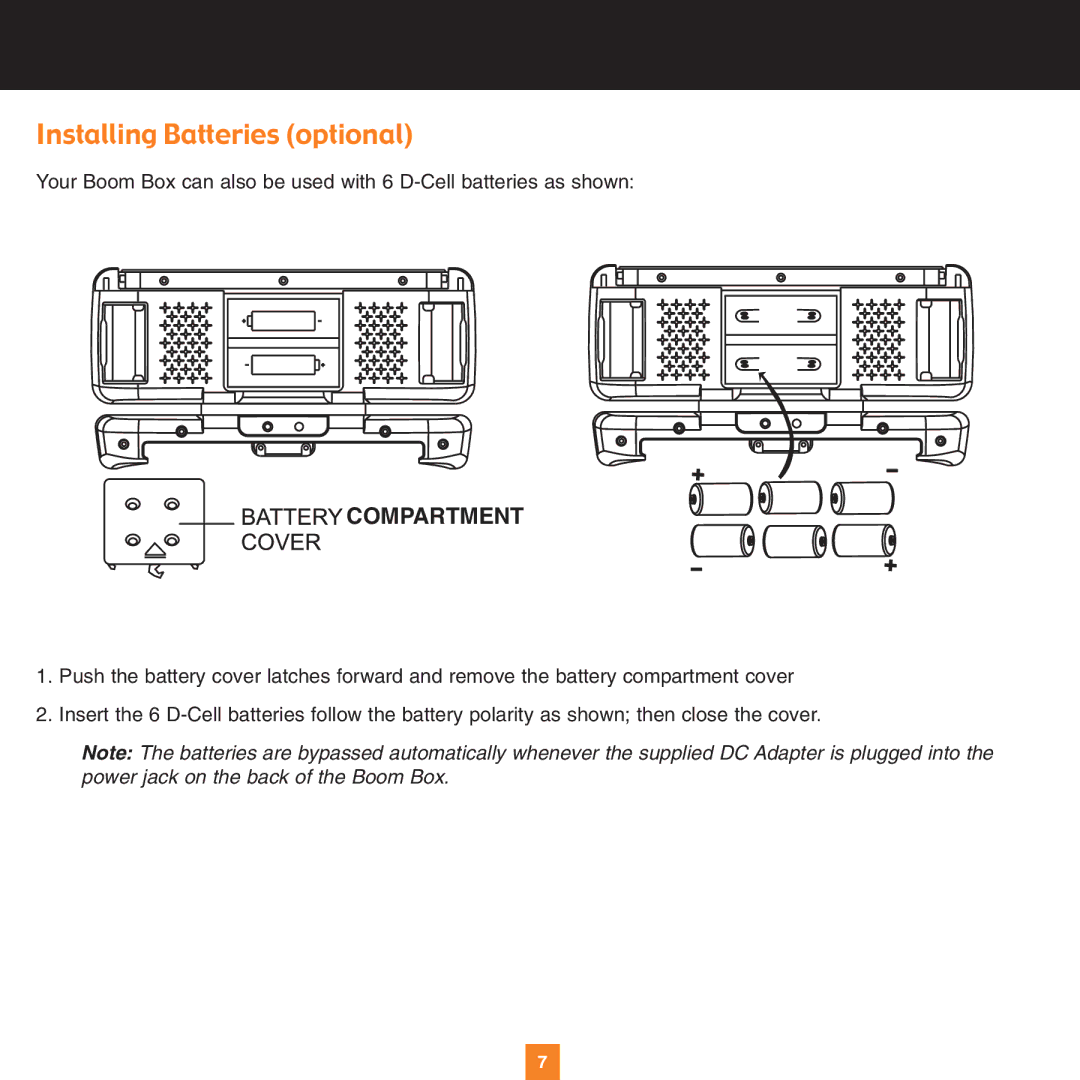 Sirius Satellite Radio XS034 instruction manual Installing Batteries optional, Compartment 