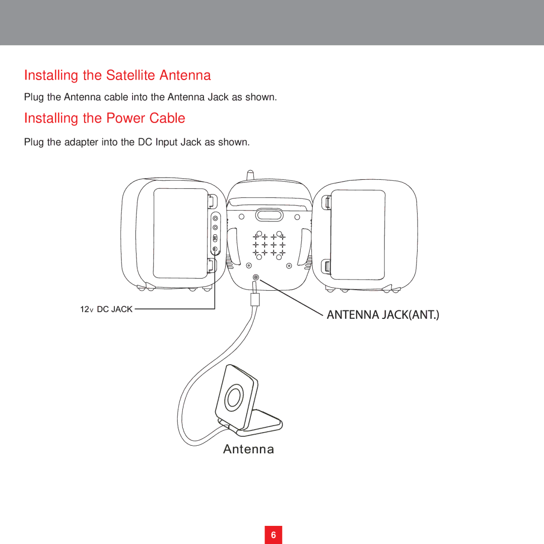 Sirius Satellite Radio XS075 instruction manual Installing the Satellite Antenna, Installing the Power Cable 