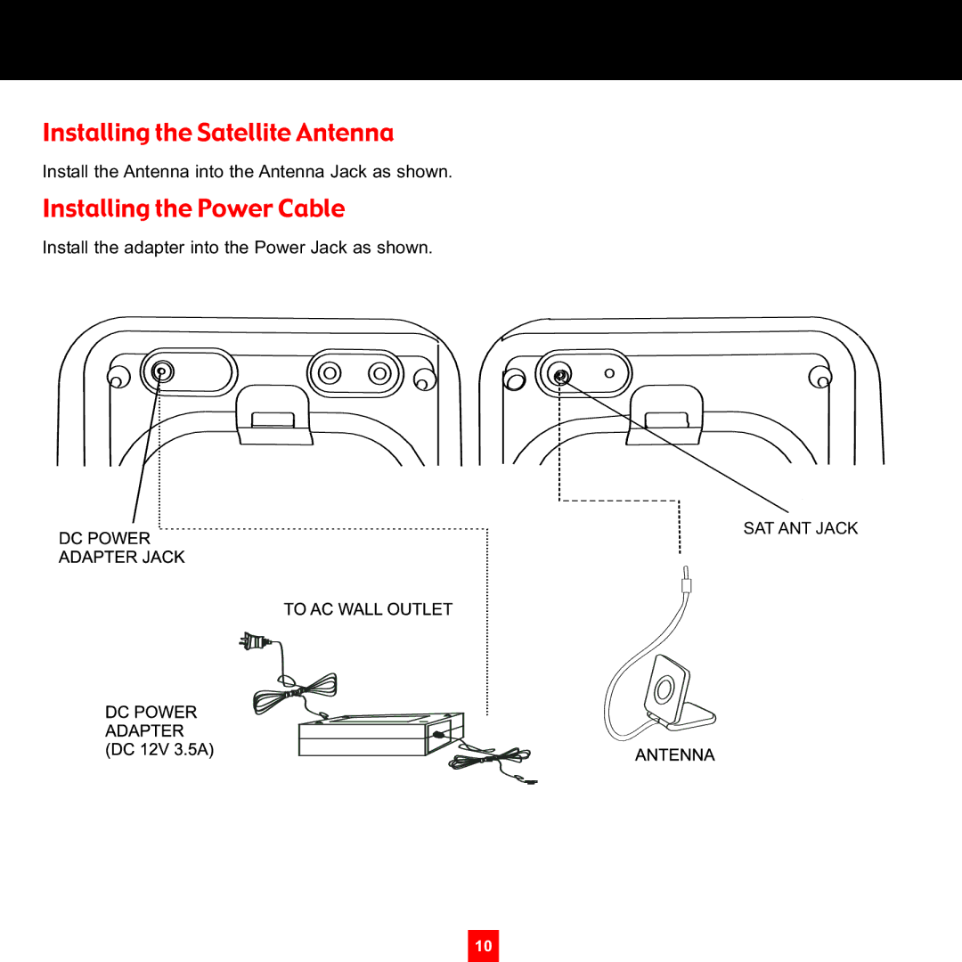 Sirius Satellite Radio XS097 instruction manual Installing the Satellite Antenna, Installing the Power Cable 