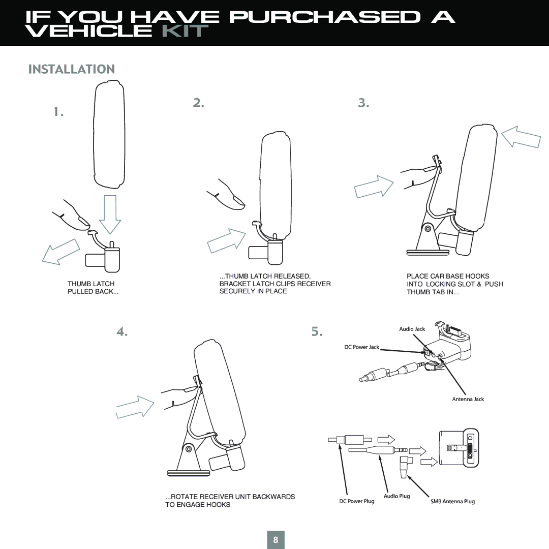 Sirius Satellite Radio XTR1 instruction manual If YOU have Purchased a Vehicle KIT 