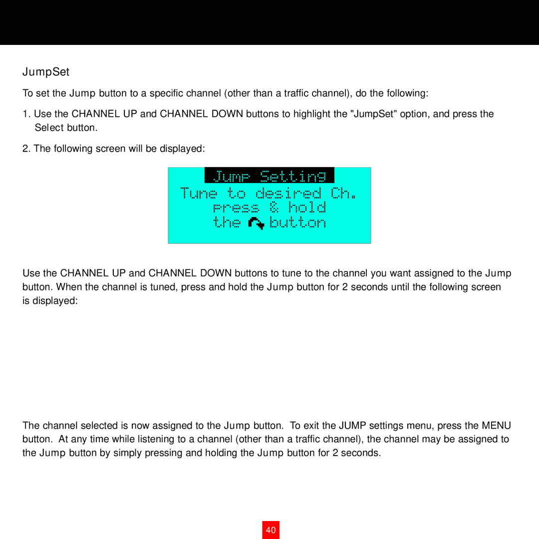 Sirius Satellite Radio XTR8CK instruction manual JumpSet 