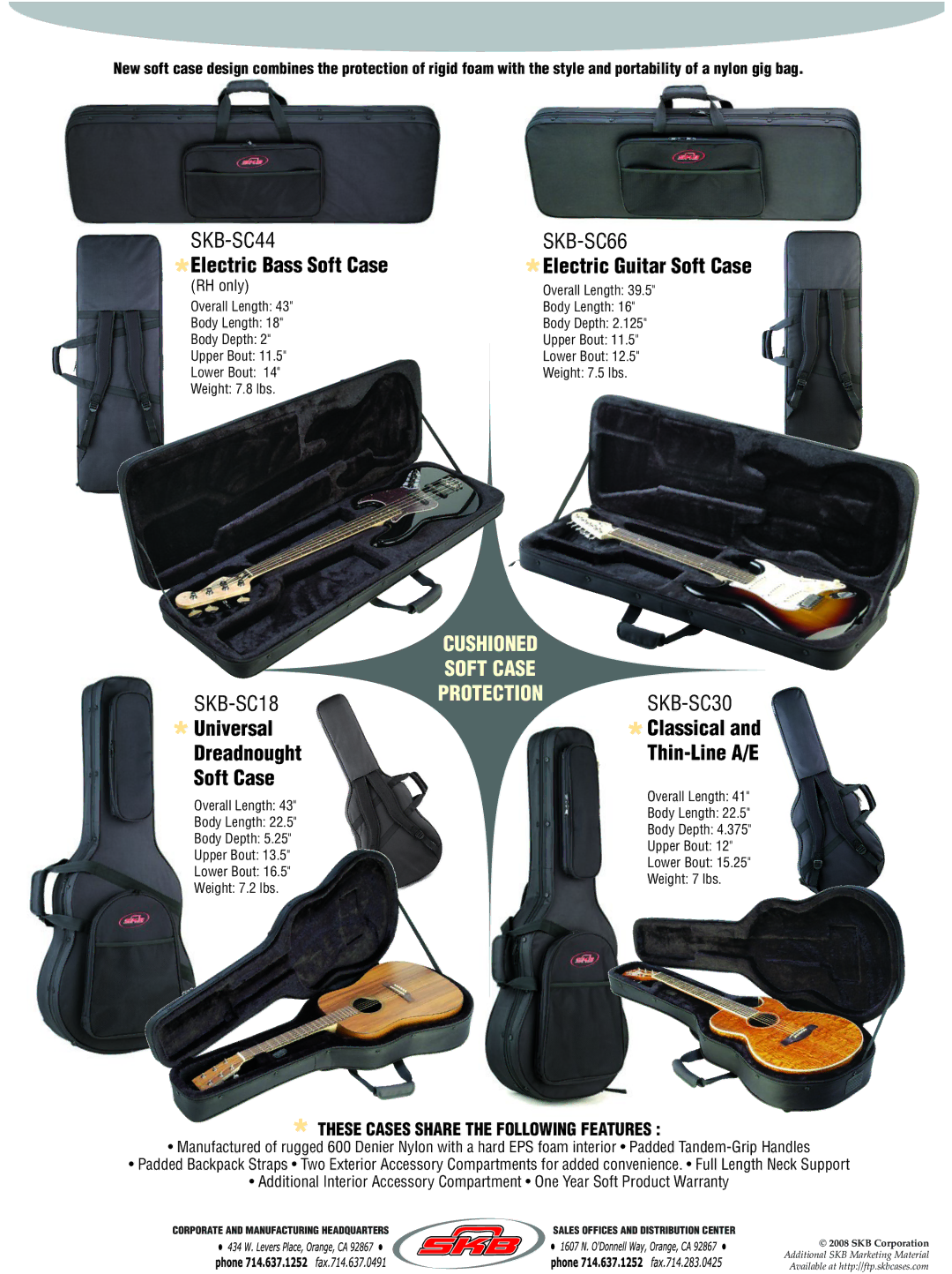 SKB 58 manual Electric Bass Soft Case, Universal 