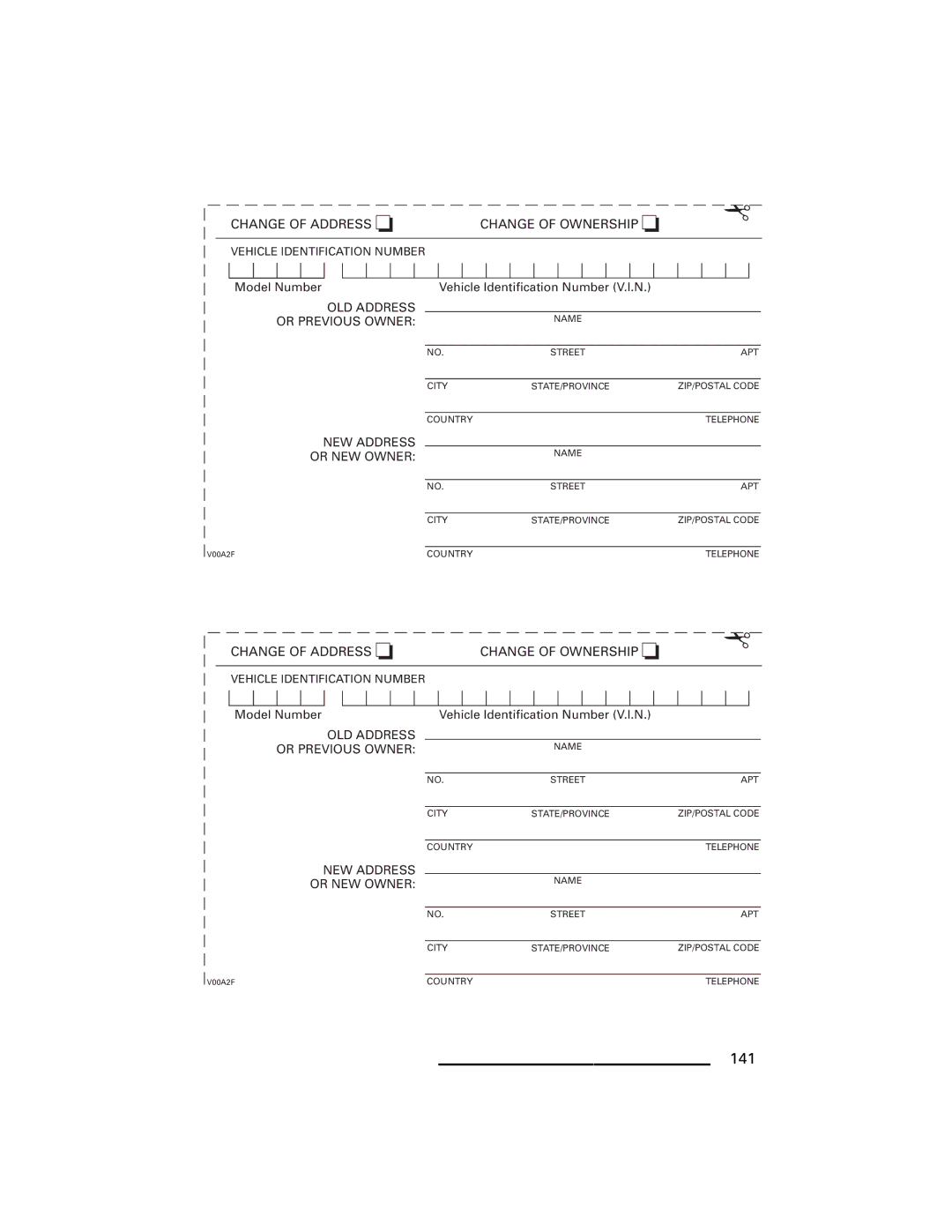 Ski-Doo RXT Series, GTX Series, RXP Series, GTI Series, WAKE Series manual 141, NEW Address or NEW Owner 