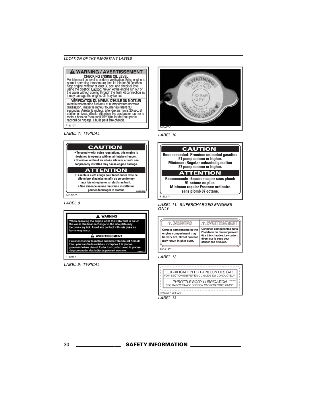 Ski-Doo GTI Series, GTX Series, RXP Series, RXT Series, WAKE Series manual Label 7 Typical 