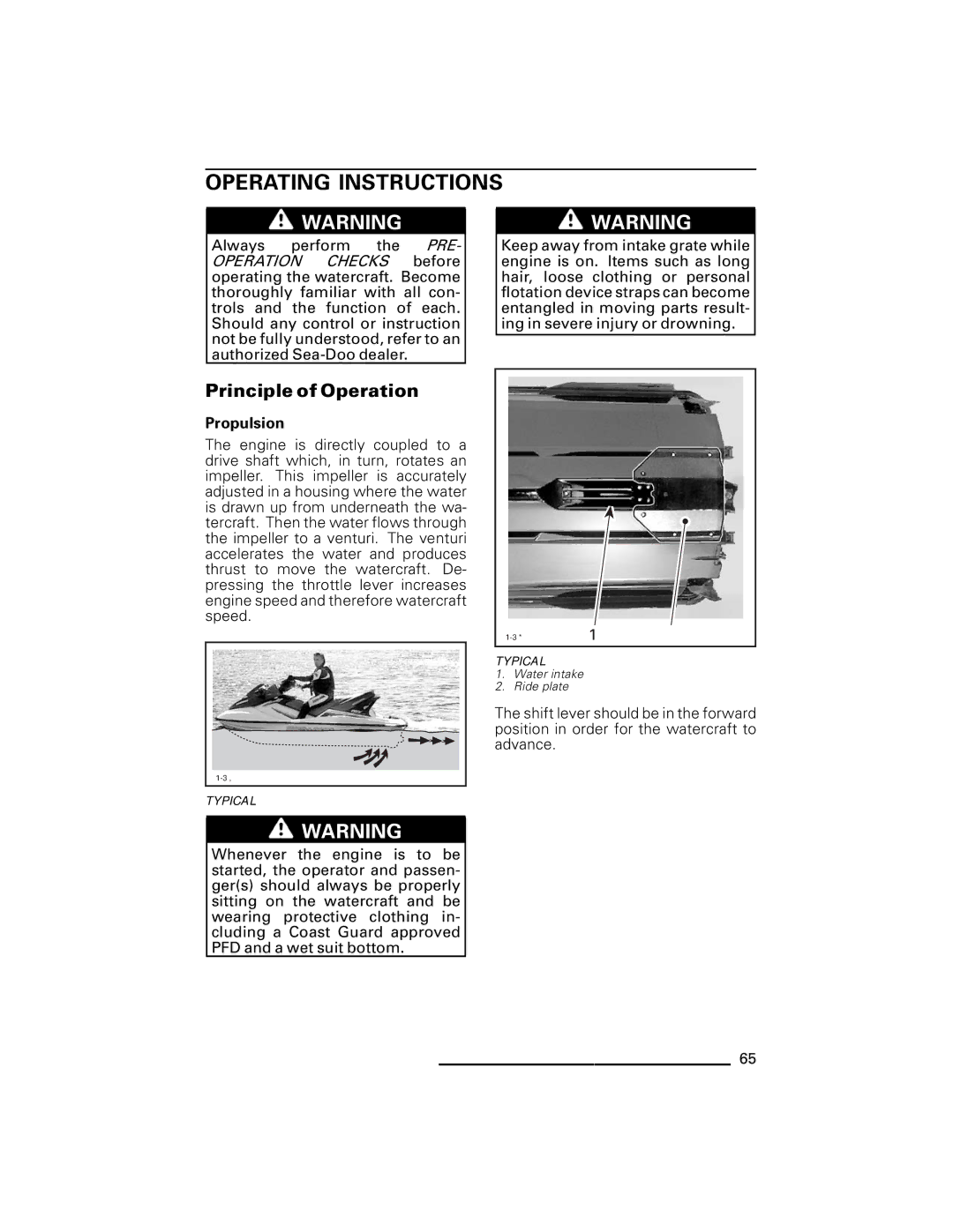 Ski-Doo GTI Series, GTX Series, RXP Series, RXT Series manual Operating Instructions, Principle of Operation, Propulsion 