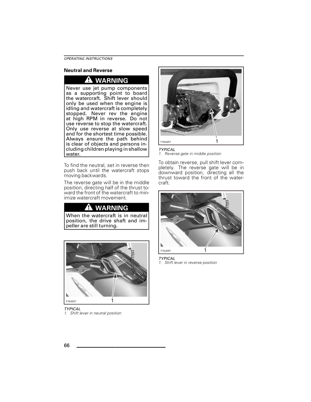 Ski-Doo RXT Series, GTX Series, RXP Series, GTI Series, WAKE Series manual Neutral and Reverse 