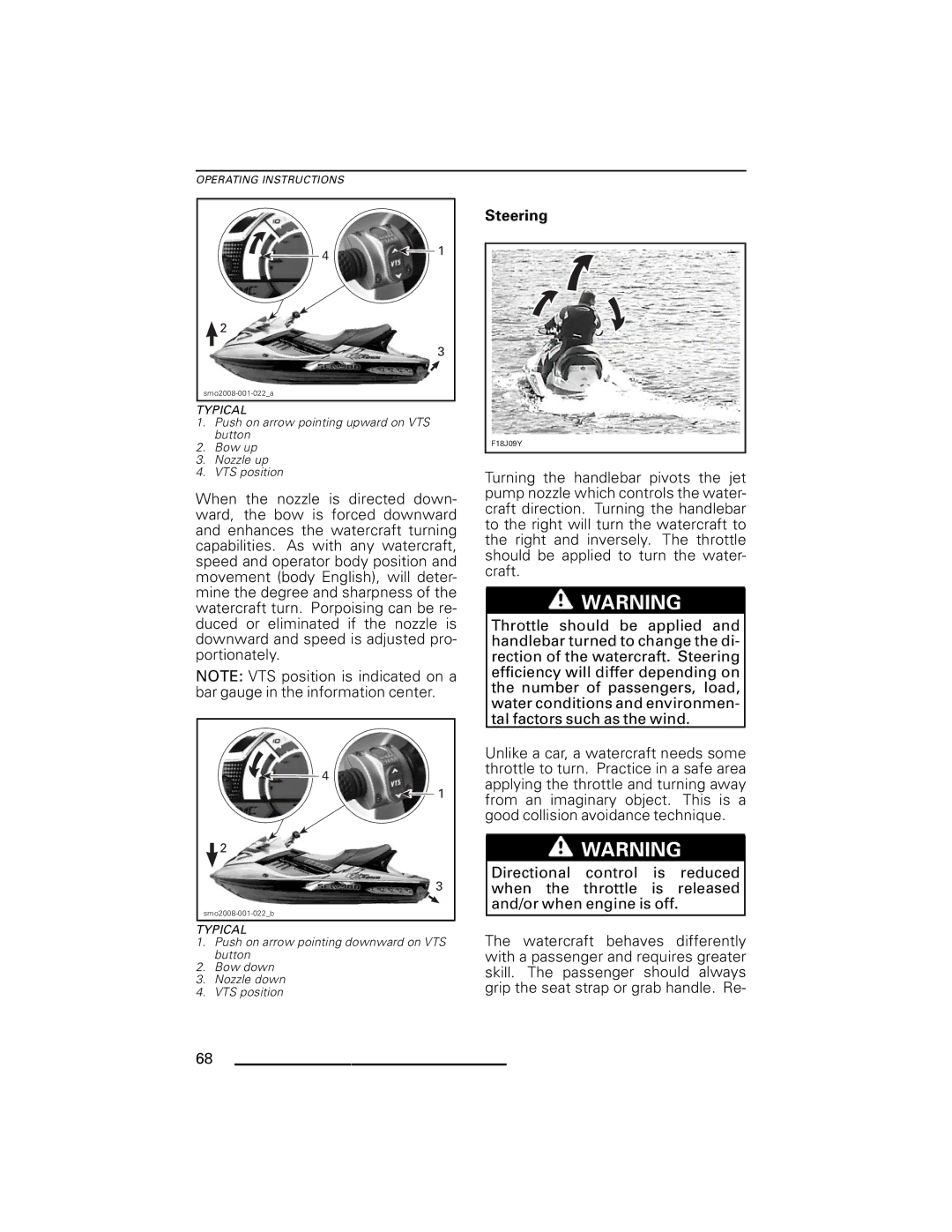 Ski-Doo GTX Series, RXP Series, GTI Series, RXT Series, WAKE Series manual Steering 