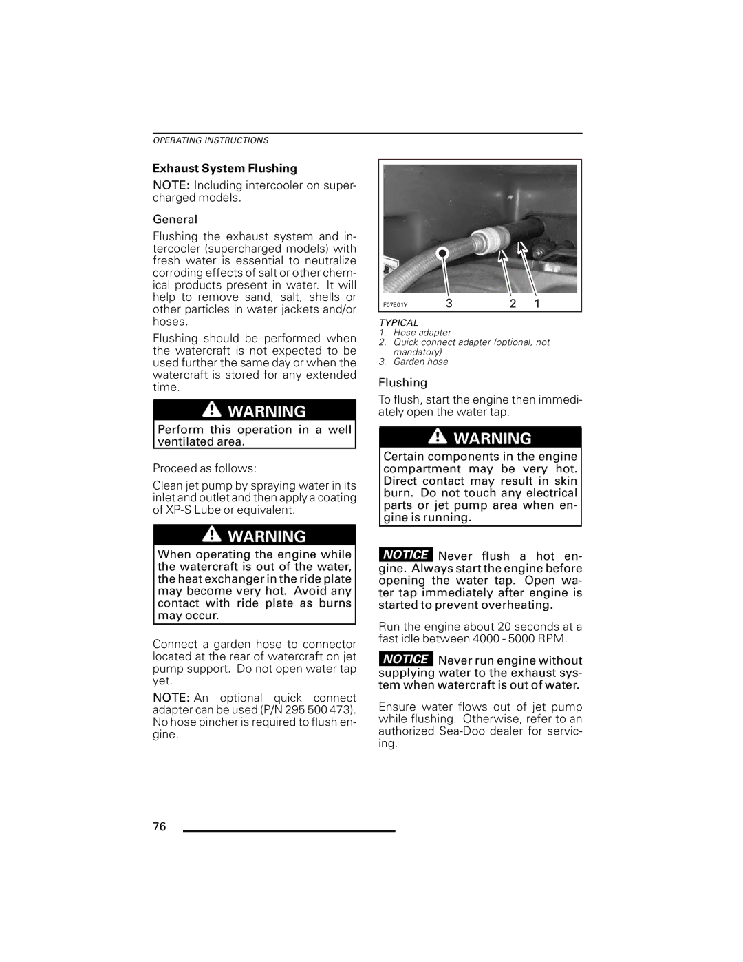 Ski-Doo RXT Series, GTX Series, RXP Series, GTI Series, WAKE Series manual Exhaust System Flushing 