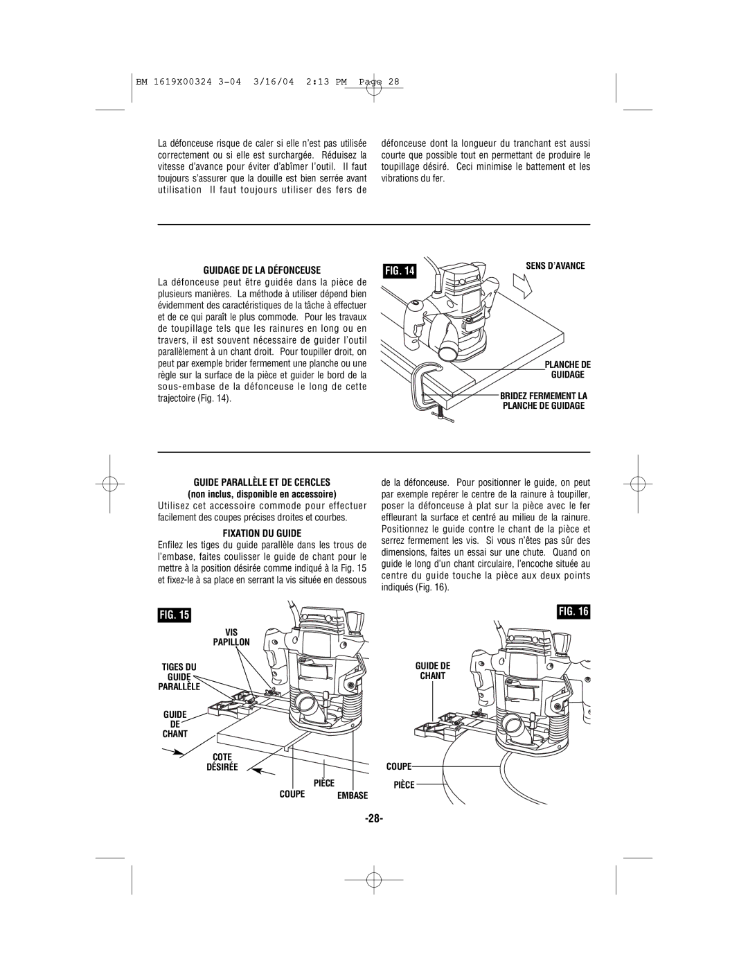 Skil 1820, 1825, 1815, 1810 manual Guidage DE LA Défonceuse, Fixation DU Guide 