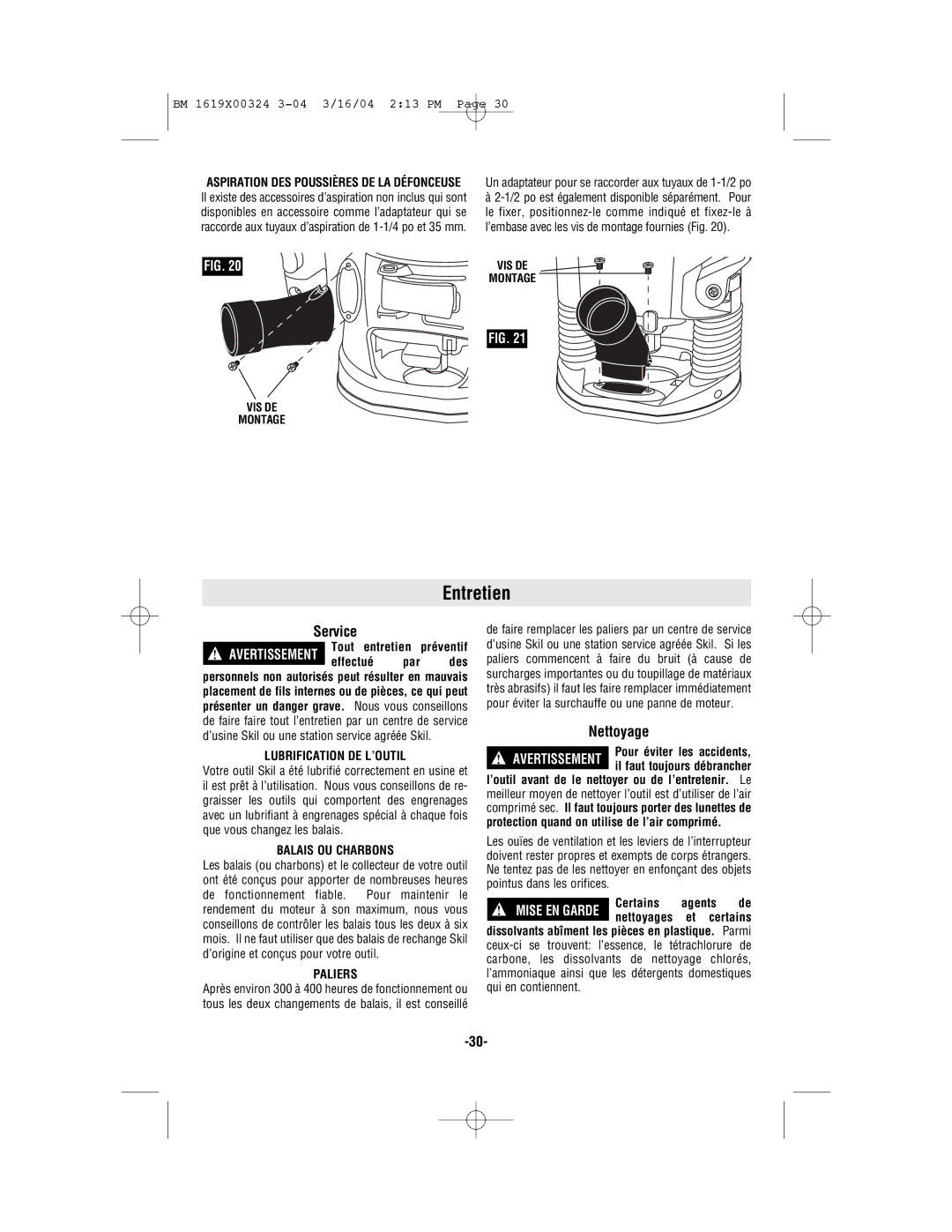 Skil 1815, 1820, 1825, 1810 manual Entretien, Service, Nettoyage 