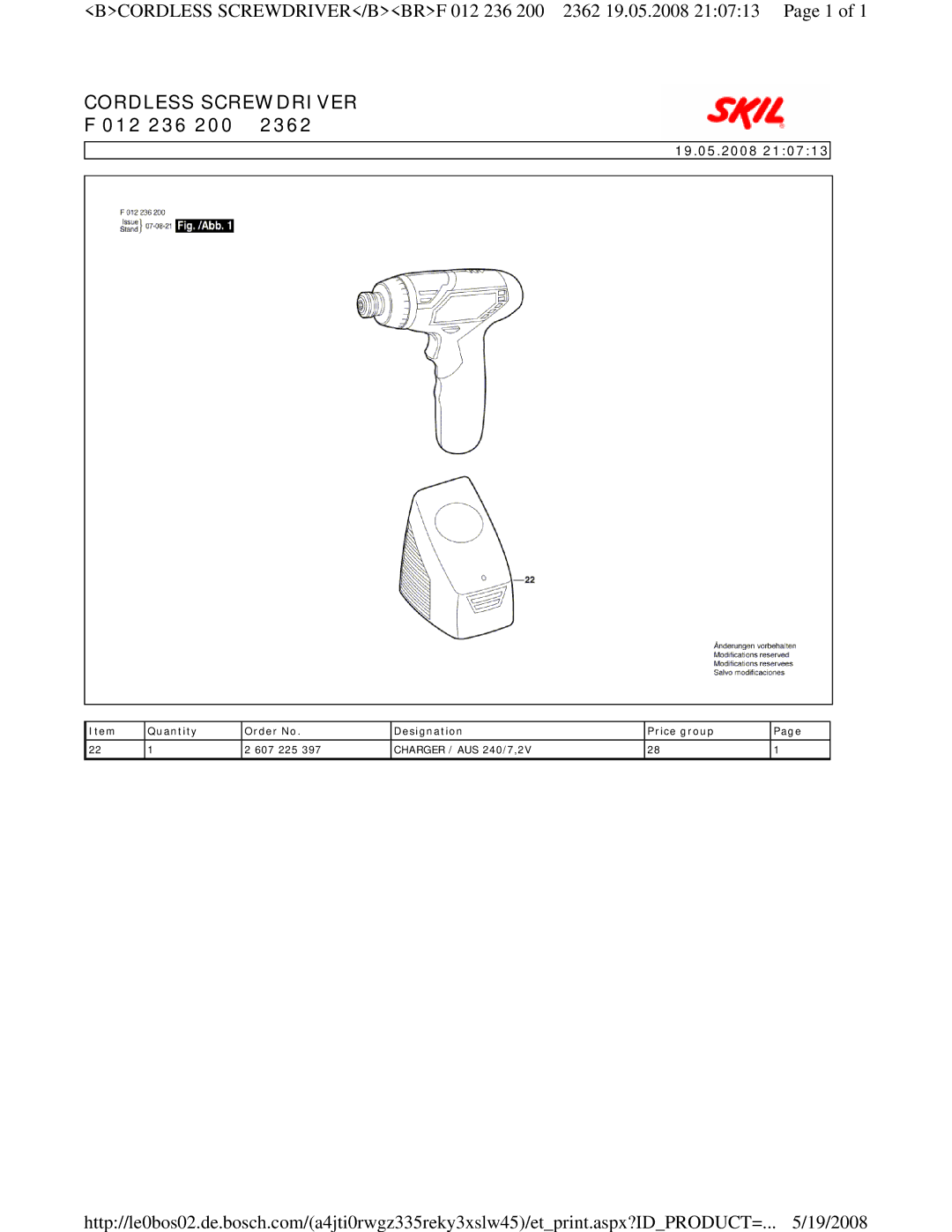 Skil 2362 manual Cordless Screwdriver 