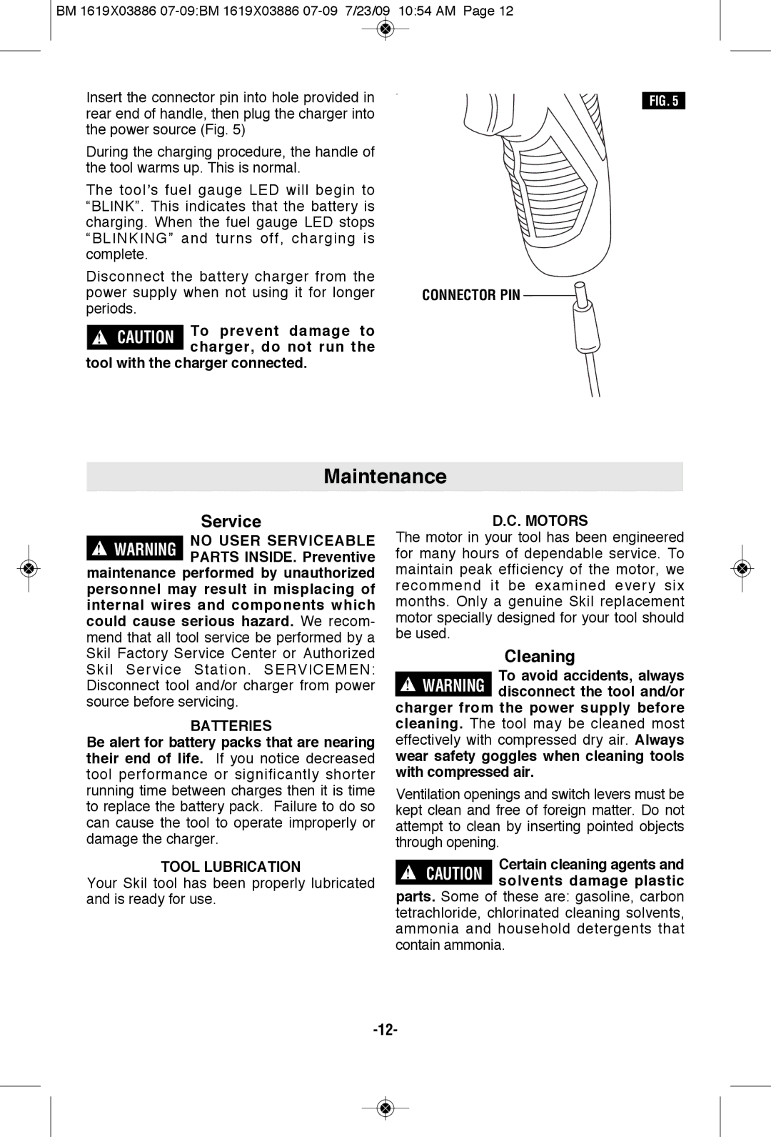 Skil 2364 manual Maintenance, Cleaning 