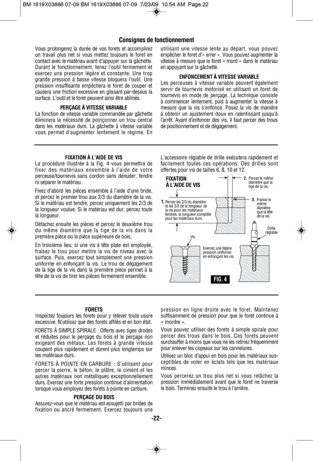 Skil 2364 manual Consignes de fonctionnement 