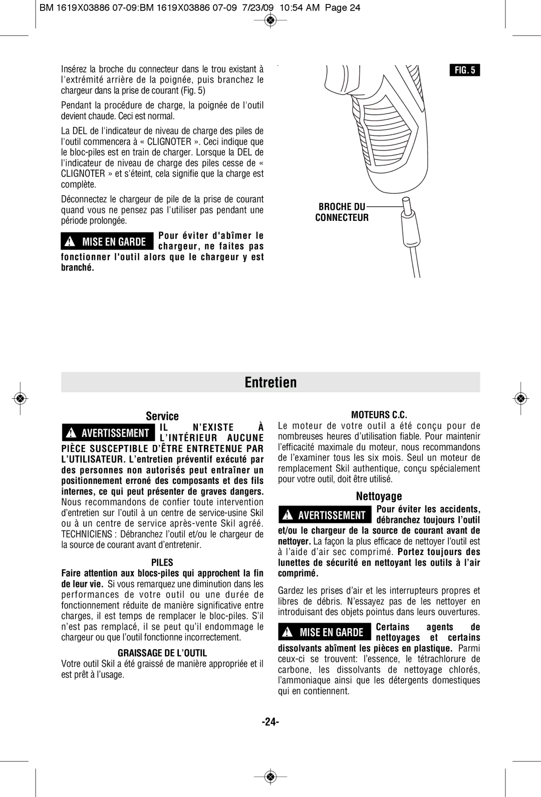 Skil 2364 manual Entretien, Nettoyage 