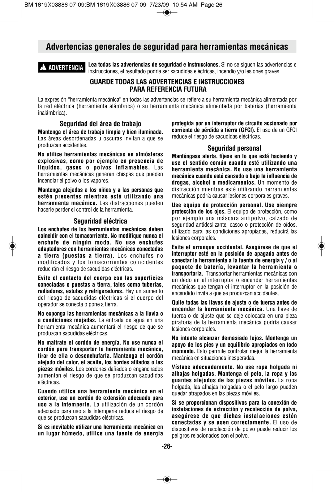 Skil 2364 manual Seguridad del área de trabajo, Seguridad eléctrica, Seguridad personal 