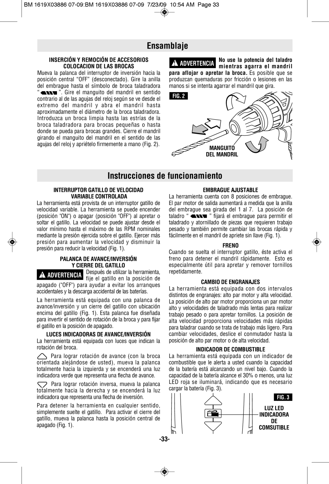 Skil 2364 manual Ensamblaje, Instrucciones de funcionamiento 