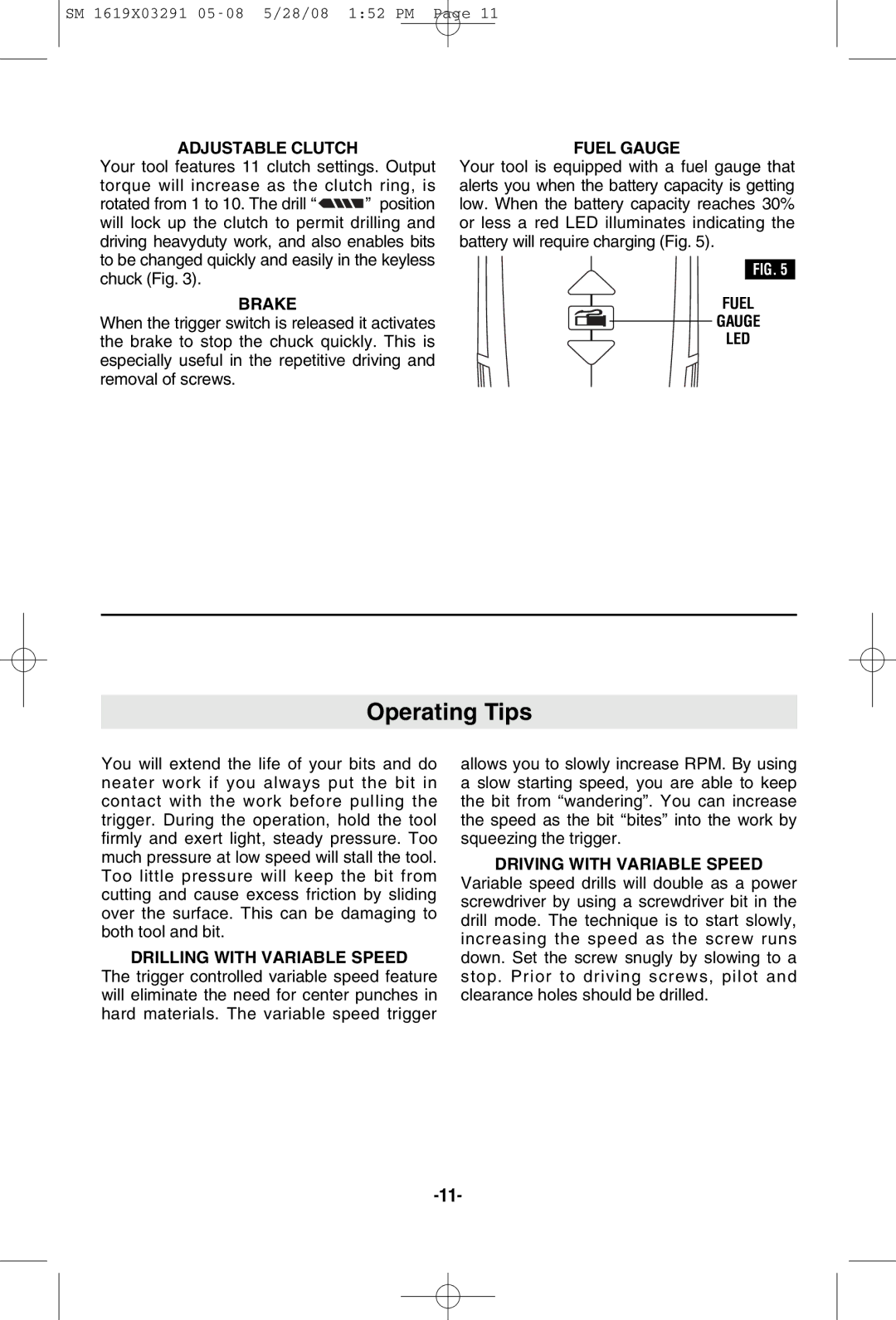 Skil 2372 manual Operating Tips 