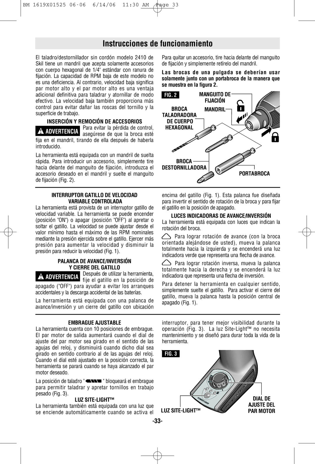 Skil 2410 manual Instrucciones de funcionamiento 