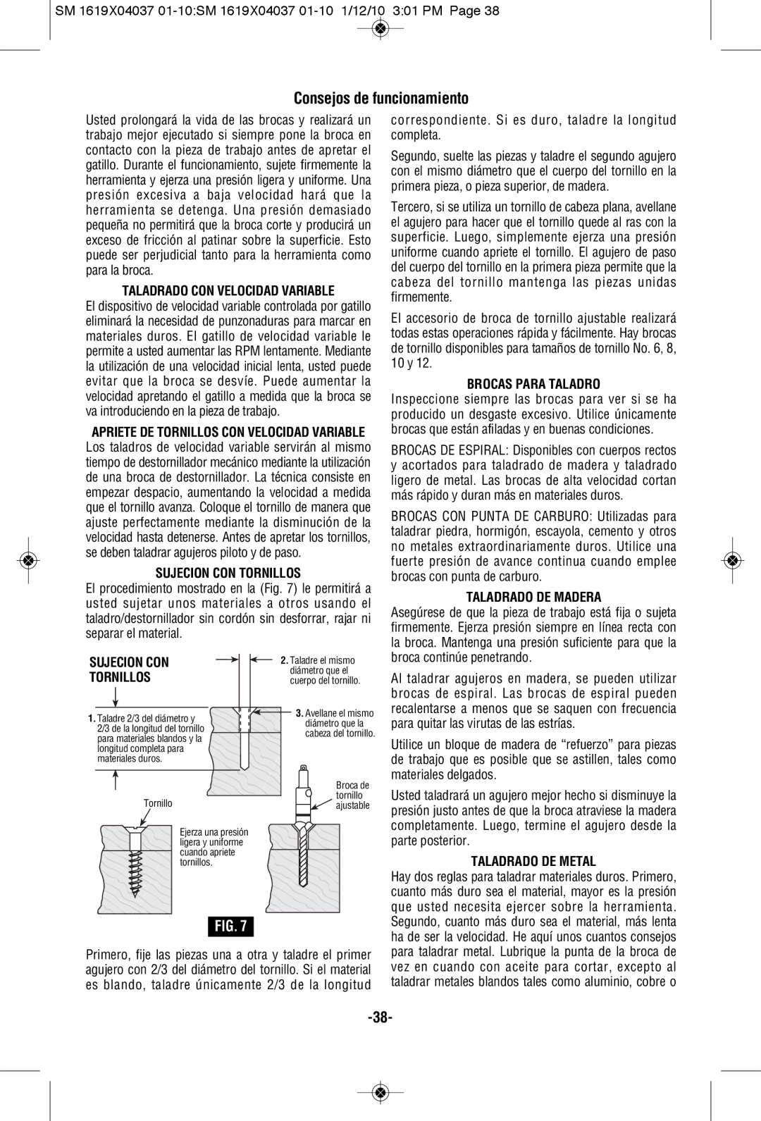 Skil 2414 Consejos de funcionamiento, Sujecion CON Tornillos, Brocas Para Taladro, Taladrado DE Madera, Taladrado DE Metal 